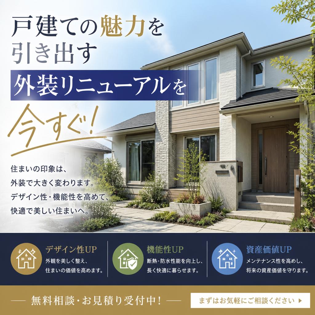 戸建ての魅力を引き出す外装リニューアルを今すぐ！