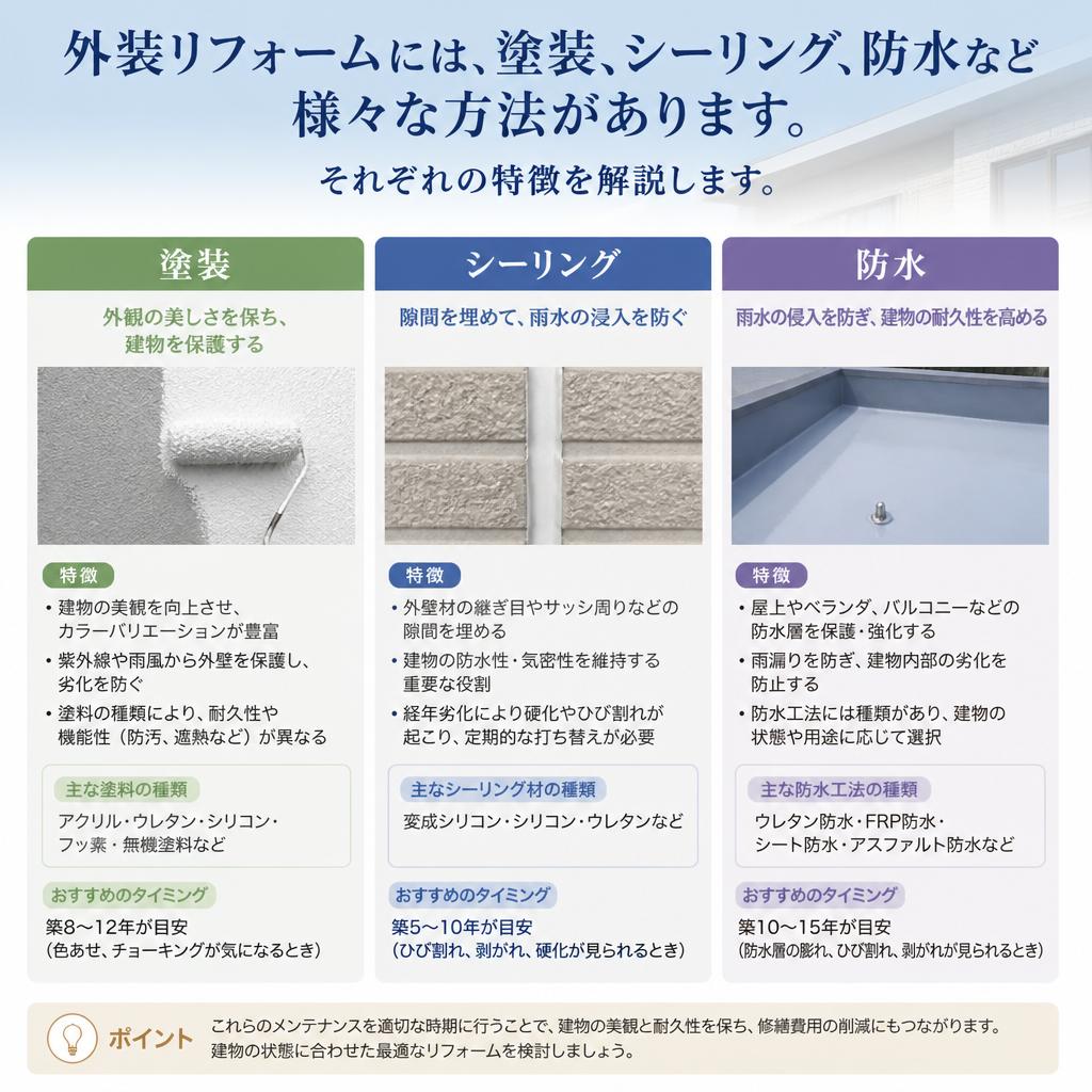 外装リフォームの種類